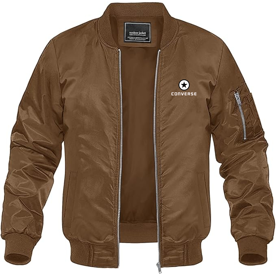 Men's Converse Logo Lightweight Bomber Jacket Windbreaker Softshell Varsity Jacket Coat