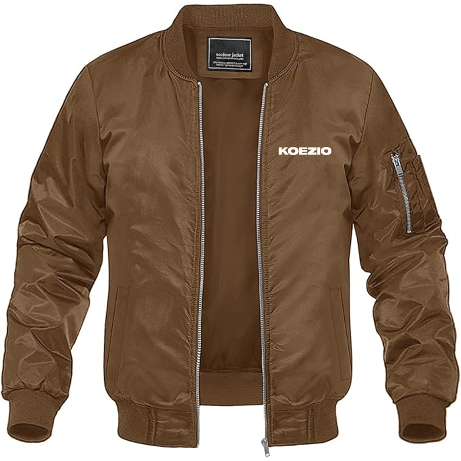 Men's KOEZIO Logo  Lightweight Bomber Jacket Windbreaker Softshell Varsity Jacket Coat