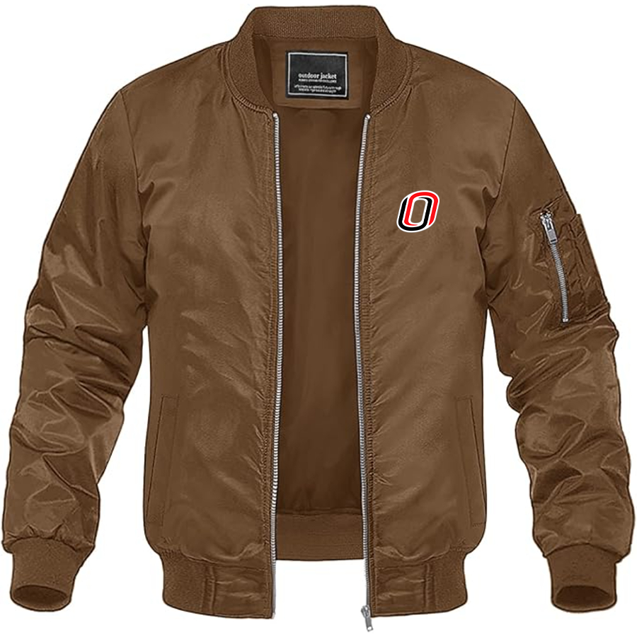 Men's Nebraska Omaha Mavericks Logo Lightweight Bomber Jacket Windbreaker Softshell Varsity Jacket Coat