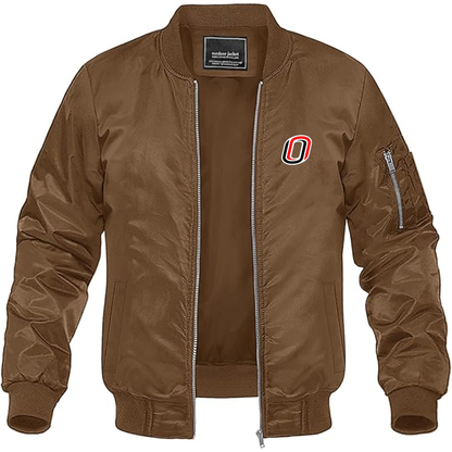 Men's Nebraska Omaha Mavericks Logo Lightweight Bomber Jacket Windbreaker Softshell Varsity Jacket Coat