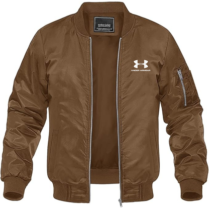 Men's Under Armour Logo Lightweight Bomber Jacket Windbreaker Softshell Varsity Jacket Coat
