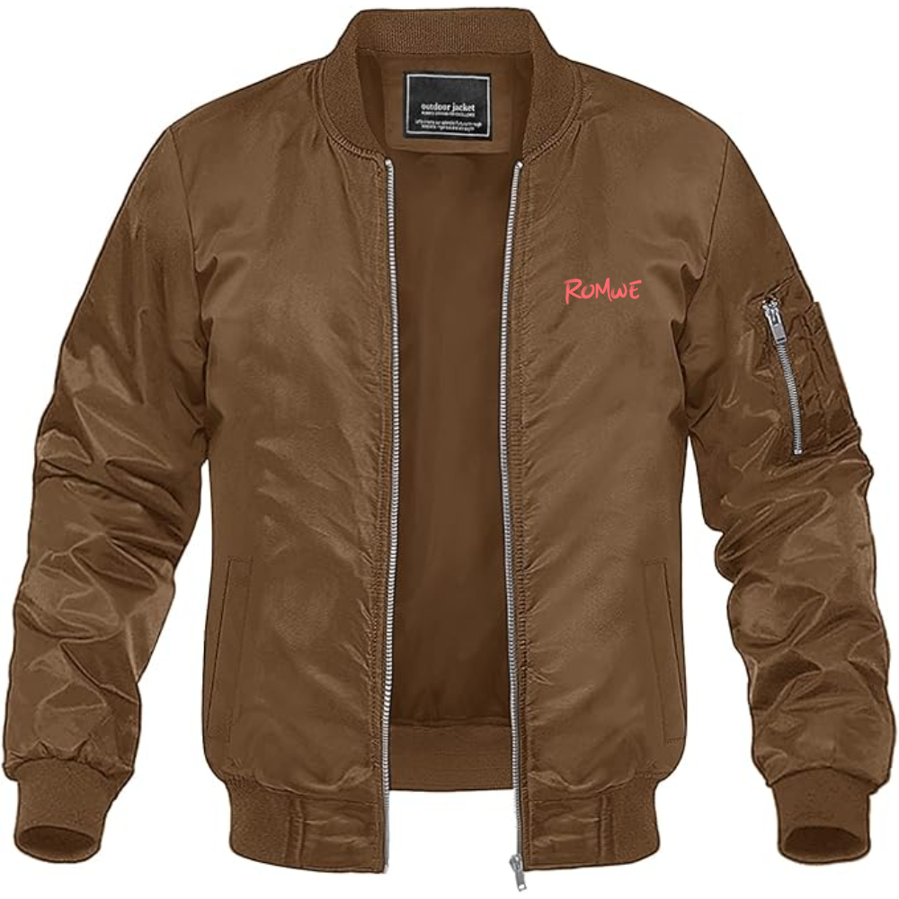Men's Romwe Logo Lightweight Bomber Jacket Windbreaker Softshell Varsity Jacket Coat