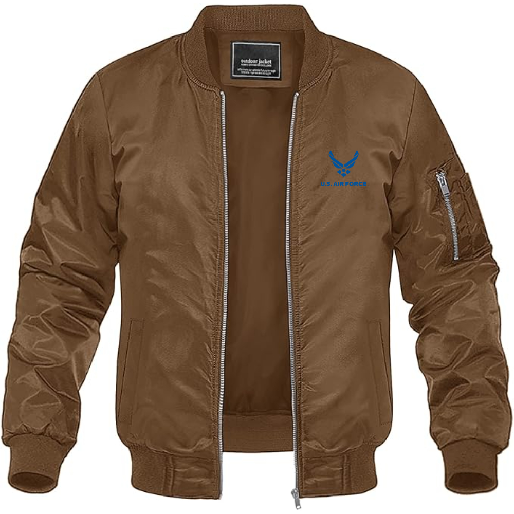 Men's US Airforce Logo Lightweight Bomber Jacket Windbreaker Softshell Varsity Jacket Coat
