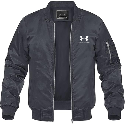 Men's Under Armour Logo Lightweight Bomber Jacket Windbreaker Softshell Varsity Jacket Coat