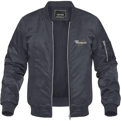 Men's Whirlpool Logo Lightweight Bomber Jacket Windbreaker Softshell Varsity Jacket Coat