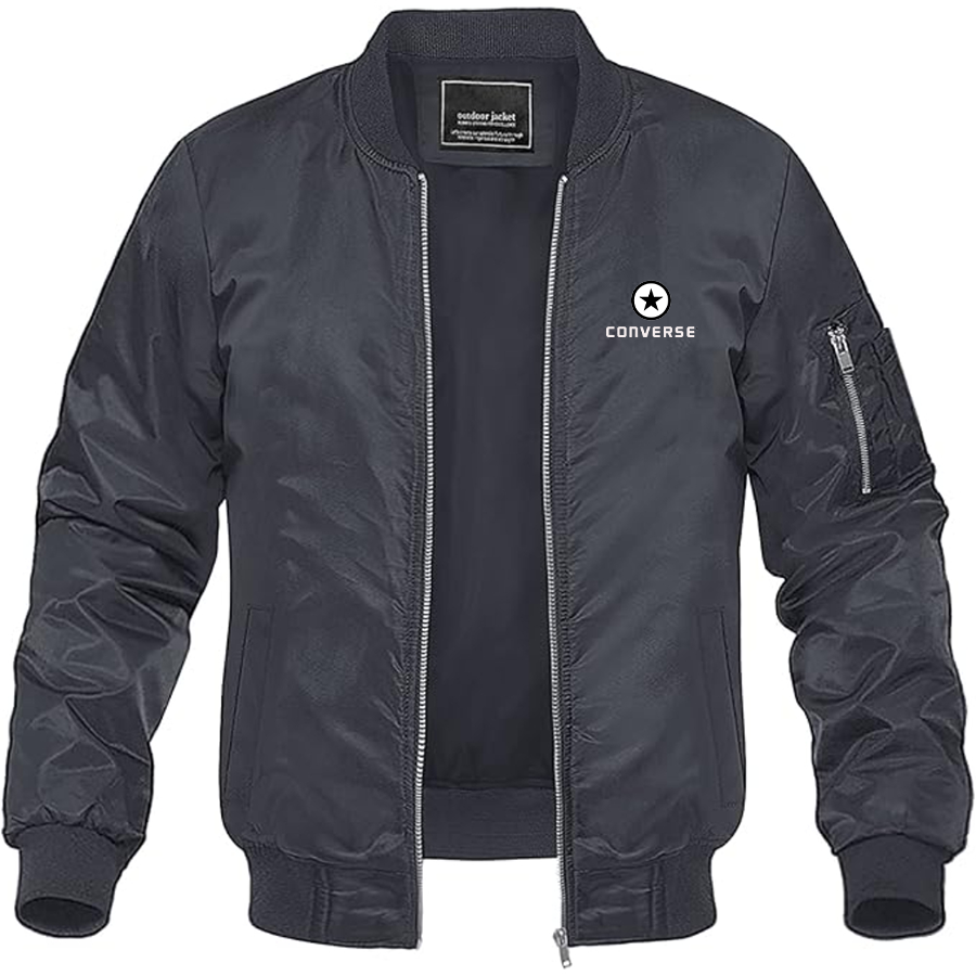 Men's Converse Logo Lightweight Bomber Jacket Windbreaker Softshell Varsity Jacket Coat