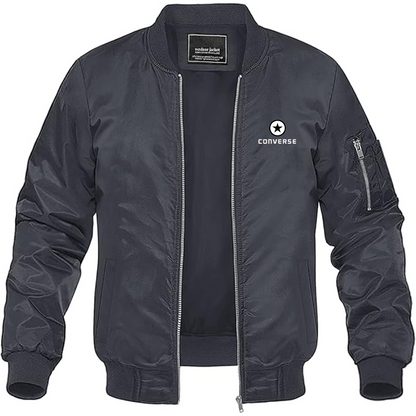 Men's Converse Logo Lightweight Bomber Jacket Windbreaker Softshell Varsity Jacket Coat