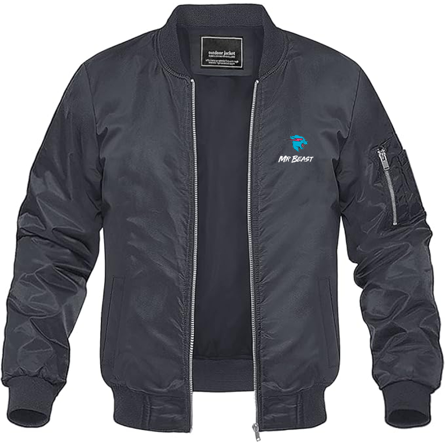 Men's Mr Beast Logo  Lightweight Bomber Jacket Windbreaker Softshell Varsity Jacket Coat