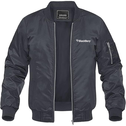 Men's Blackberry Logo Lightweight Bomber Jacket Windbreaker Softshell Varsity Jacket Coat
