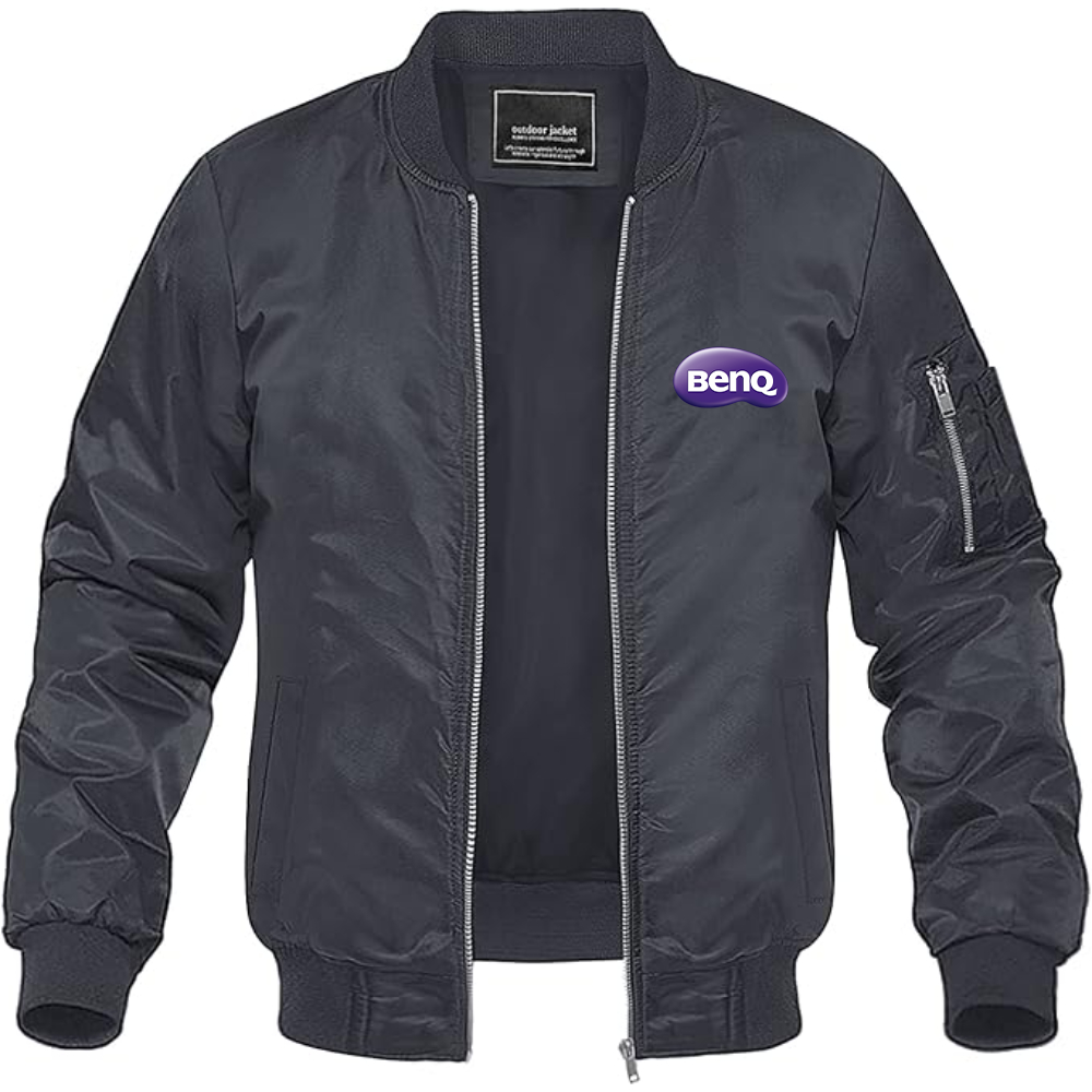 Men's BenQ Logo Lightweight Bomber Jacket Windbreaker Softshell Varsity Jacket Coat