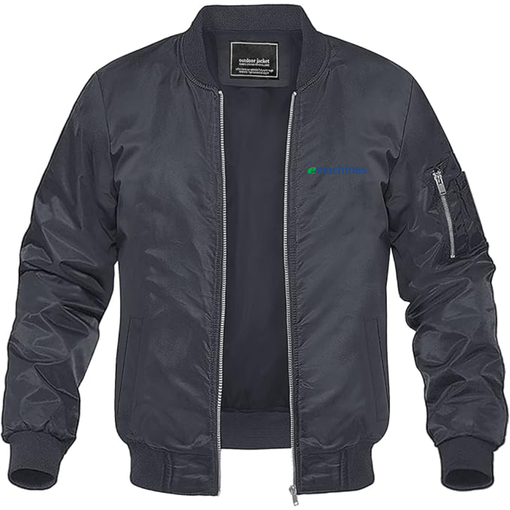 Men's eMachines Logo Lightweight Bomber Jacket Windbreaker Softshell Varsity Jacket Coat