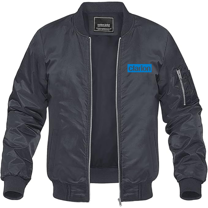 Men's Clarion Logo Lightweight Bomber Jacket Windbreaker Softshell Varsity Jacket Coat