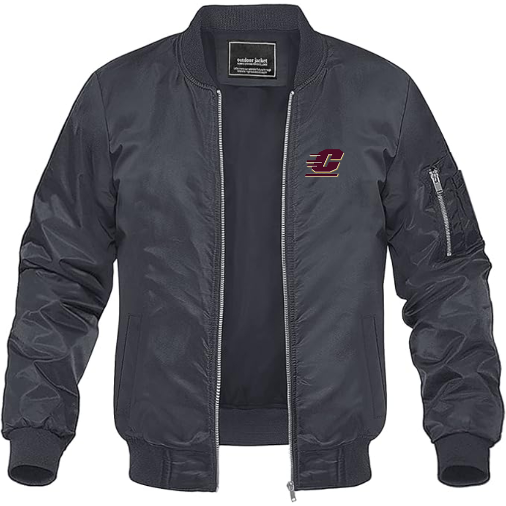 Men's Central Michigan Chippewas  Lightweight Bomber Jacket Windbreaker Softshell Varsity Jacket Coat