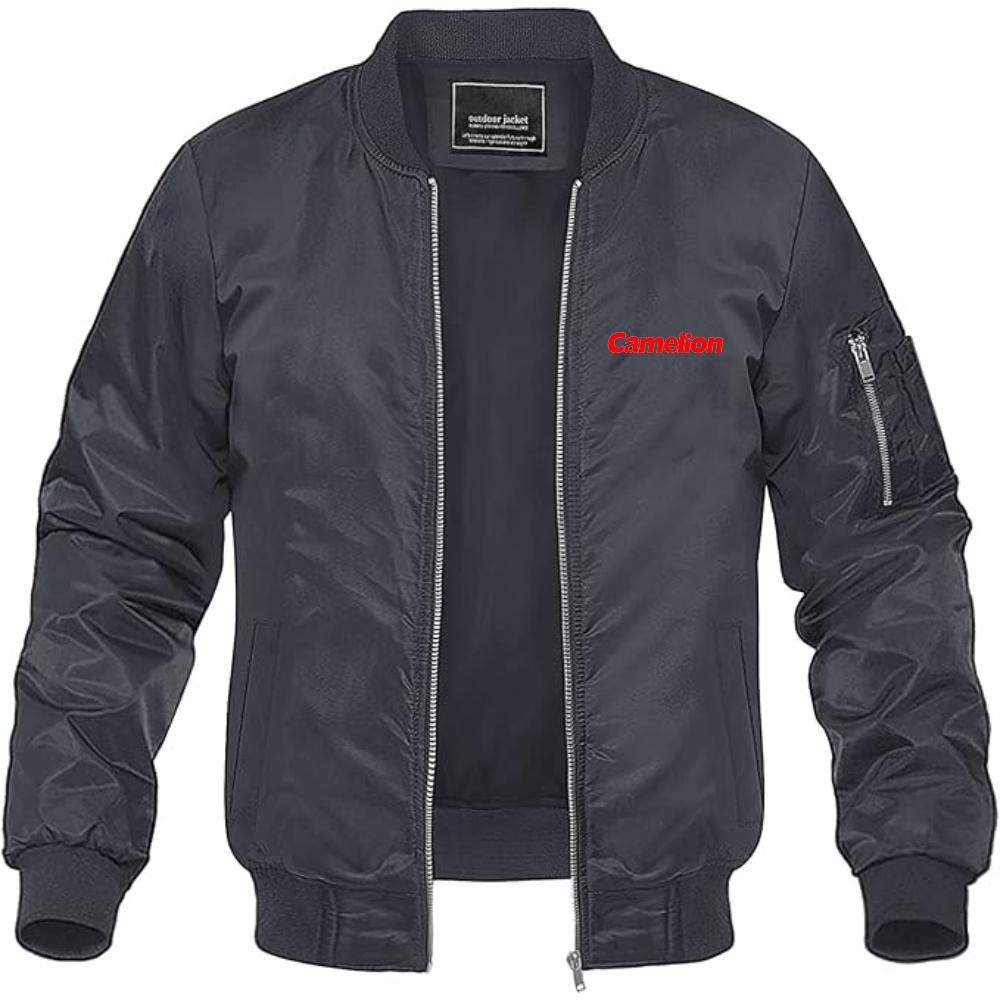 Men's Camelion Logo Lightweight Bomber Jacket Windbreaker Softshell Varsity Jacket Coat