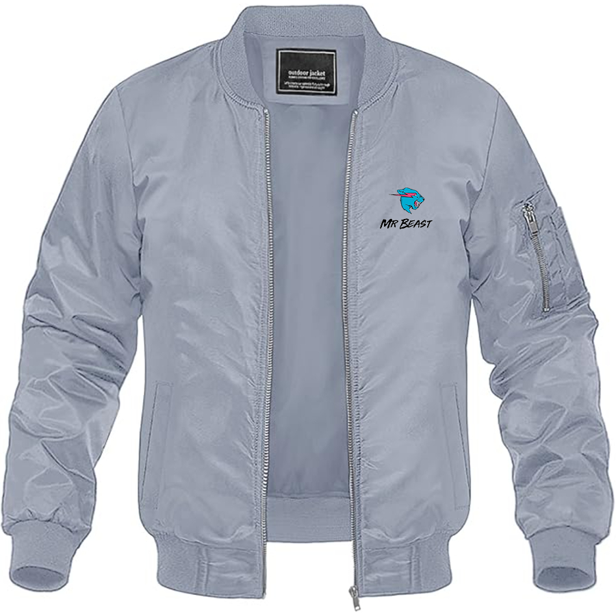 Men's Mr Beast Logo  Lightweight Bomber Jacket Windbreaker Softshell Varsity Jacket Coat