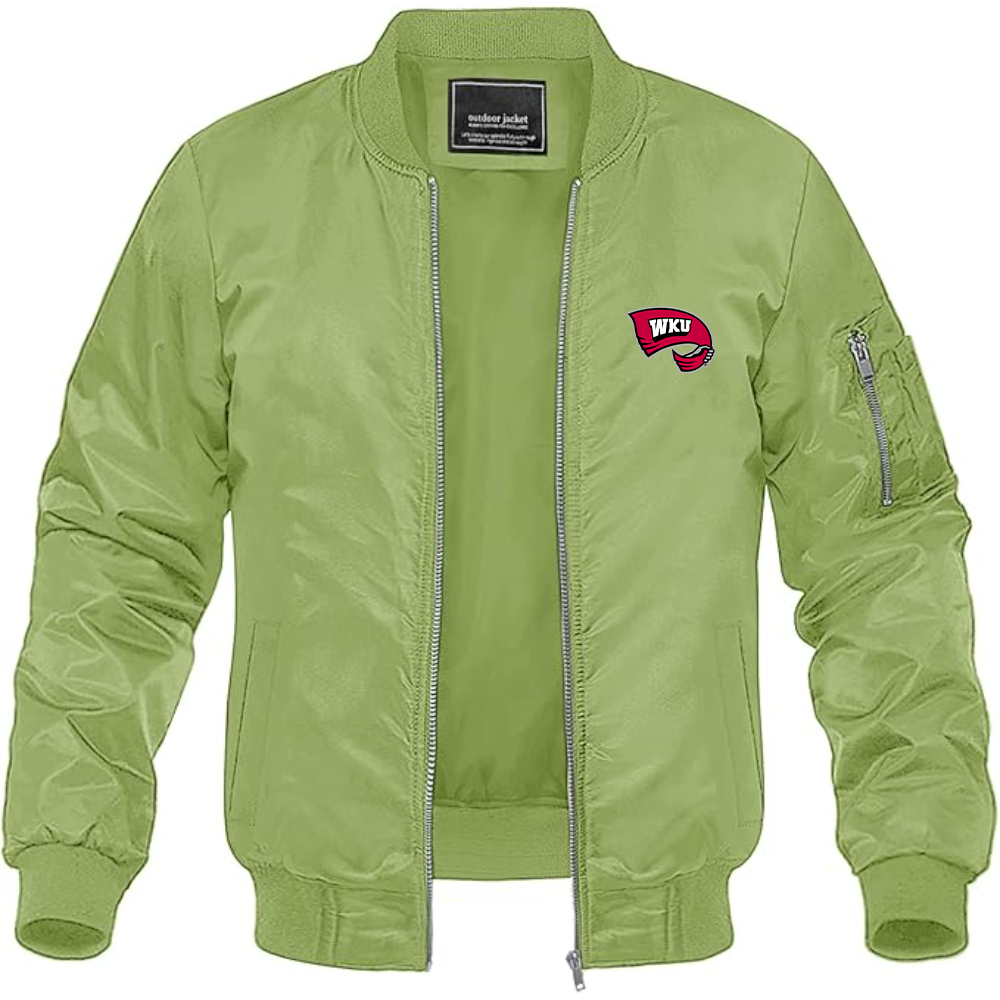 Men's Western Kentucky Hilltoppers Logo Lightweight Bomber Jacket Windbreaker Softshell Varsity Jacket Coat