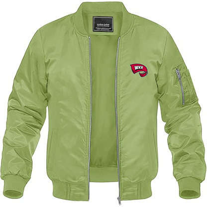 Men's Western Kentucky Hilltoppers Logo Lightweight Bomber Jacket Windbreaker Softshell Varsity Jacket Coat