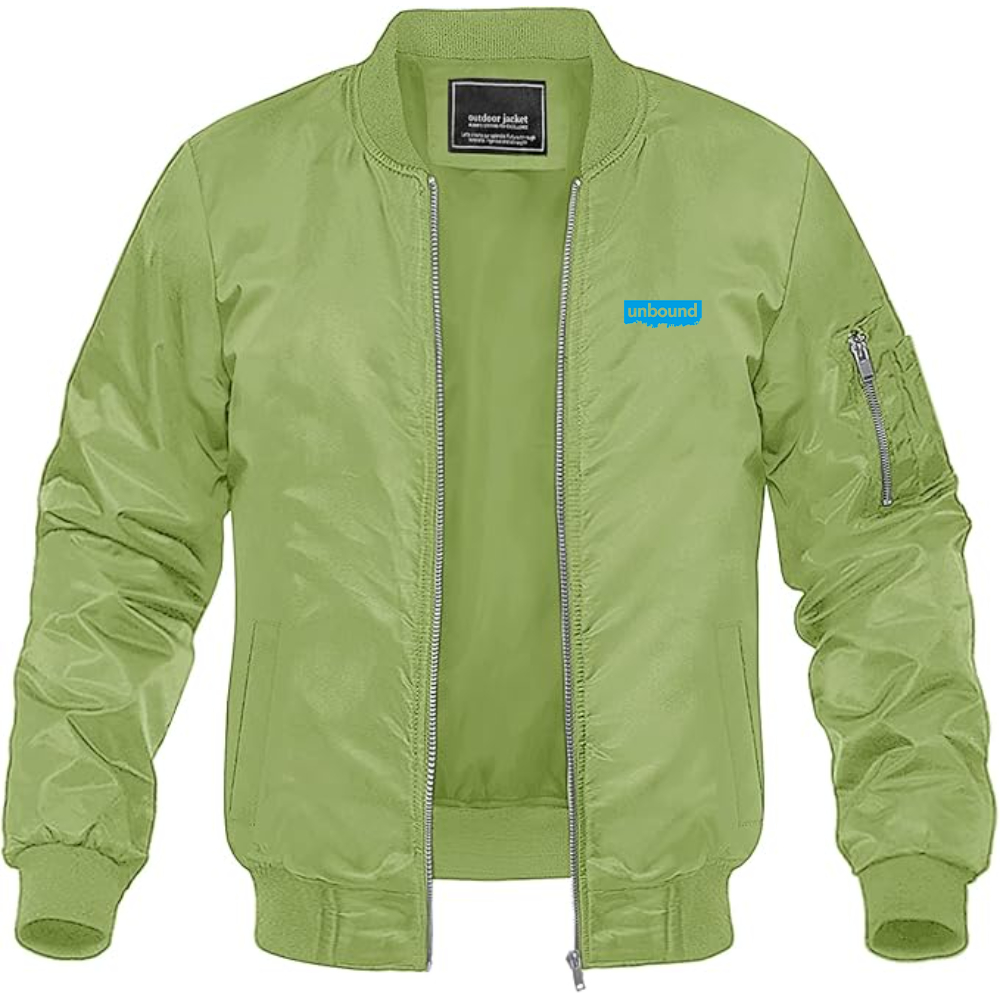 Men's Unbound Live Logo Lightweight Bomber Jacket Windbreaker Softshell Varsity Jacket Coat