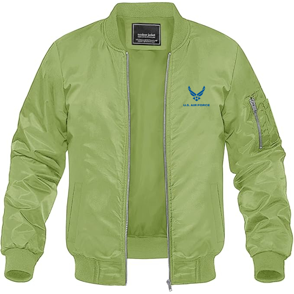 Men's US Airforce Logo Lightweight Bomber Jacket Windbreaker Softshell Varsity Jacket Coat