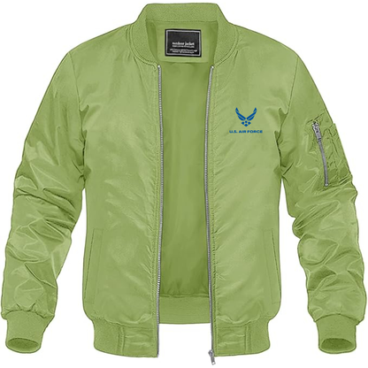 Men's US Airforce Logo Lightweight Bomber Jacket Windbreaker Softshell Varsity Jacket Coat