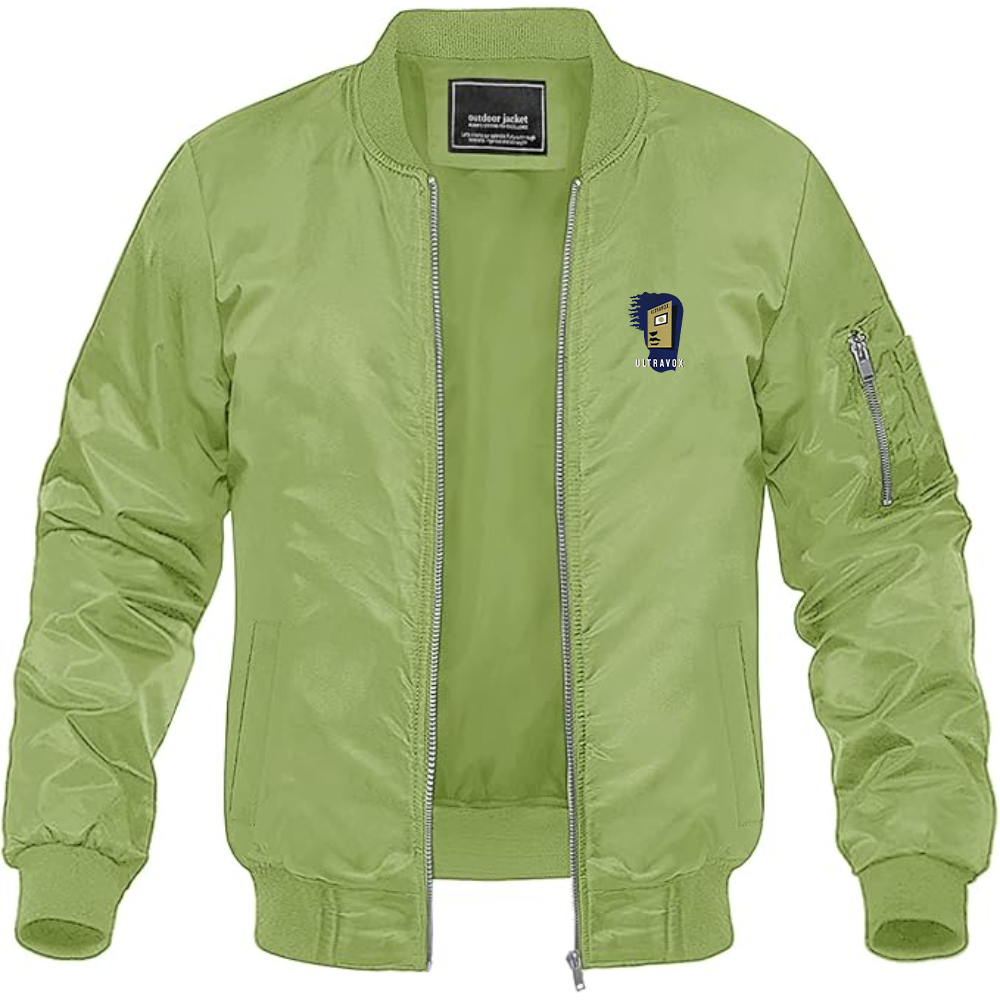 Men's Ultravox Logo Lightweight Bomber Jacket Windbreaker Softshell Varsity Jacket Coat