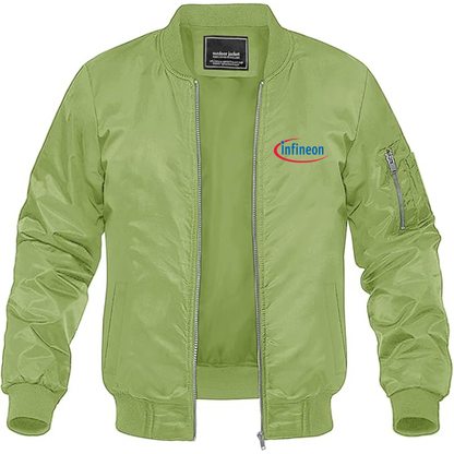 Men's Infineon Logo Lightweight Bomber Jacket Windbreaker Softshell Varsity Jacket Coat