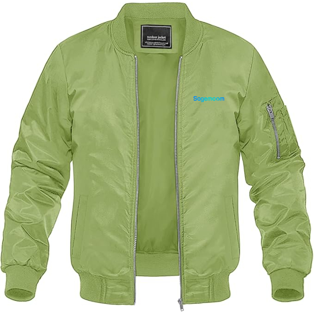 Men's Sagemcom Logo  Lightweight Bomber Jacket Windbreaker Softshell Varsity Jacket Coat
