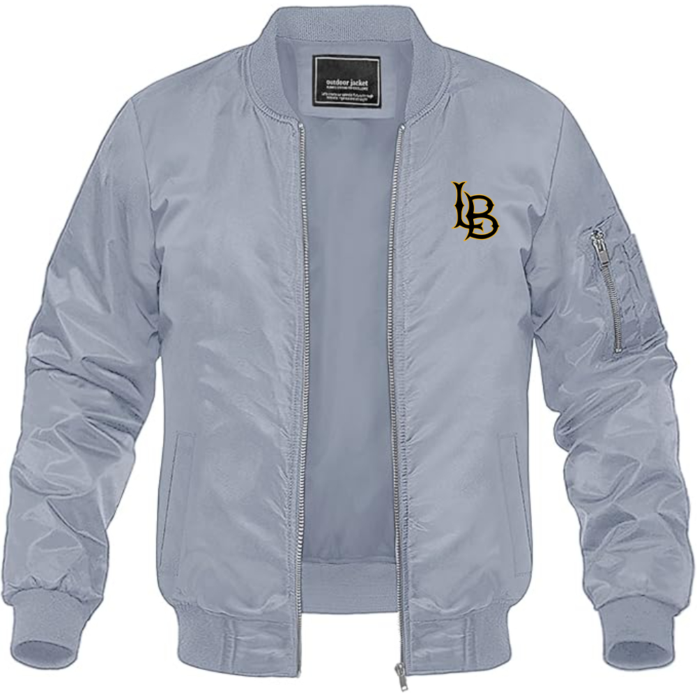 Men's Long Beach State 49ers Logo Lightweight Bomber Jacket Windbreaker Softshell Varsity Jacket Coat