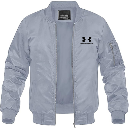 Men's Under Armour Logo Lightweight Bomber Jacket Windbreaker Softshell Varsity Jacket Coat