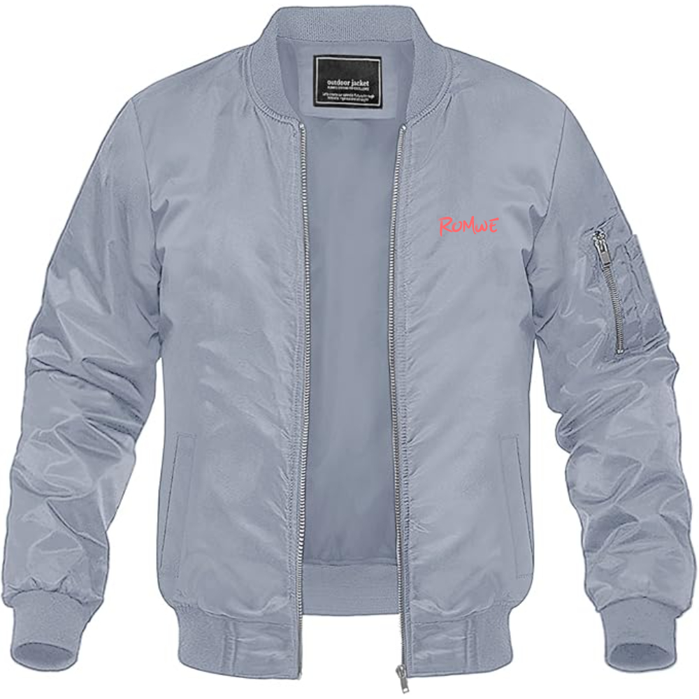 Men's Romwe Logo Lightweight Bomber Jacket Windbreaker Softshell Varsity Jacket Coat