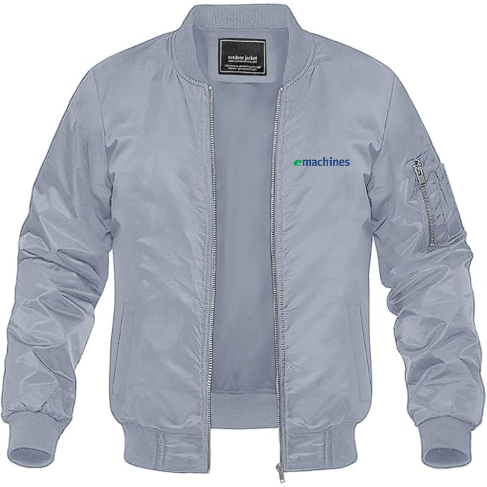 Men's eMachines Logo Lightweight Bomber Jacket Windbreaker Softshell Varsity Jacket Coat