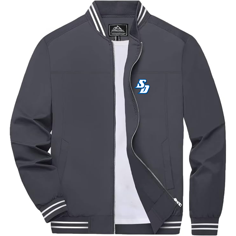 Men's San Diego Toreros Logo Lightweight Zip-Up Bomber Jacket with Ribbed Collar and Cuffs Versatile Casual Outerwear