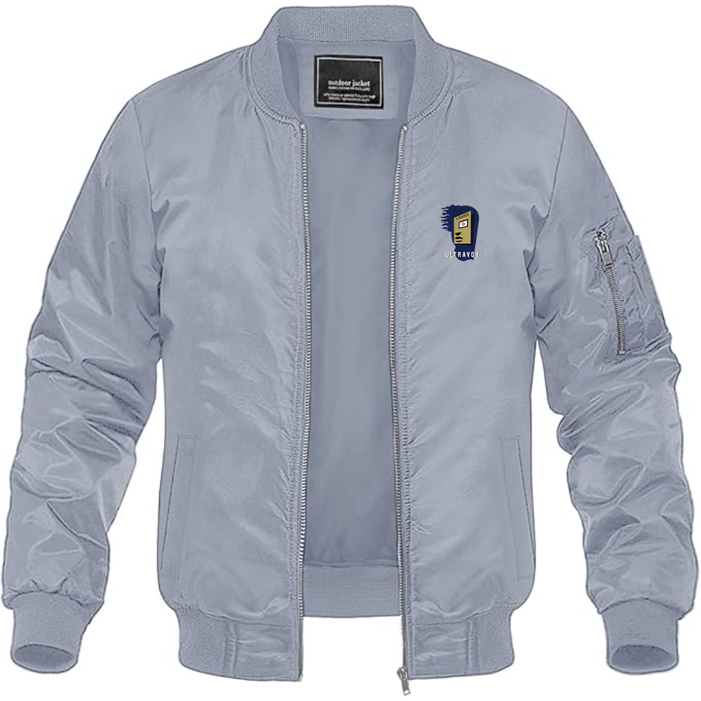 Men's Ultravox Logo Lightweight Bomber Jacket Windbreaker Softshell Varsity Jacket Coat