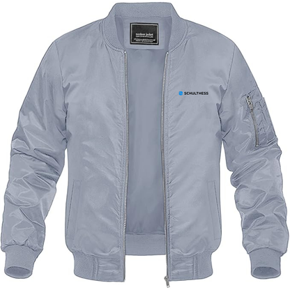 Men's Schulthess Logo  Lightweight Bomber Jacket Windbreaker Softshell Varsity Jacket Coat