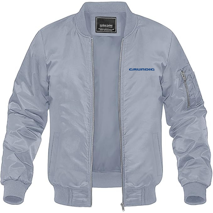 Men's Grundig Logo Lightweight Bomber Jacket Windbreaker Softshell Varsity Jacket Coat
