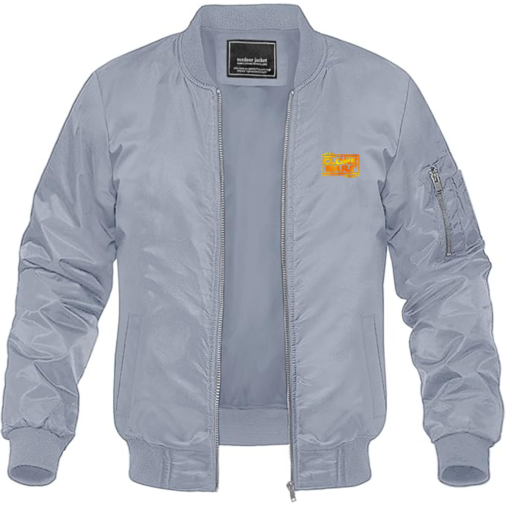 Men's The Clone wars Logo Lightweight Bomber Jacket Windbreaker Softshell Varsity Jacket Coat