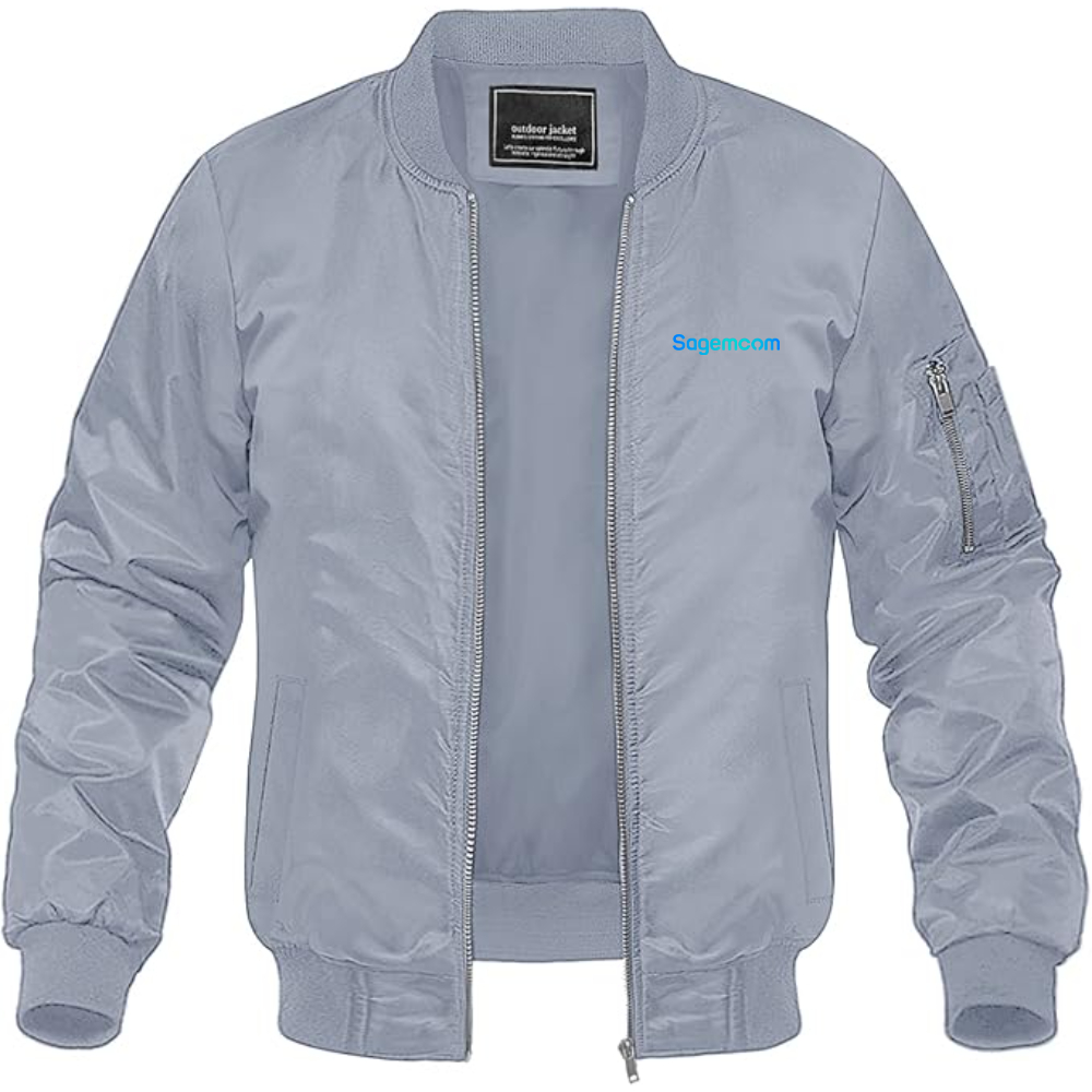Men's Sagemcom Logo  Lightweight Bomber Jacket Windbreaker Softshell Varsity Jacket Coat