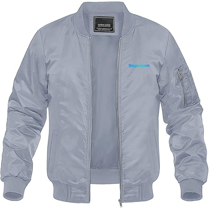 Men's Sagemcom Logo  Lightweight Bomber Jacket Windbreaker Softshell Varsity Jacket Coat
