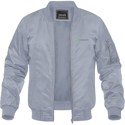 Men's Seagate Logo  Lightweight Bomber Jacket Windbreaker Softshell Varsity Jacket Coat
