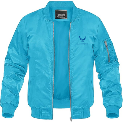 Men's US Airforce Logo Lightweight Bomber Jacket Windbreaker Softshell Varsity Jacket Coat