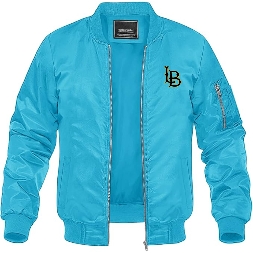 Men's Long Beach State 49ers Logo Lightweight Bomber Jacket Windbreaker Softshell Varsity Jacket Coat