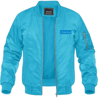 Men's Clarion Logo Lightweight Bomber Jacket Windbreaker Softshell Varsity Jacket Coat