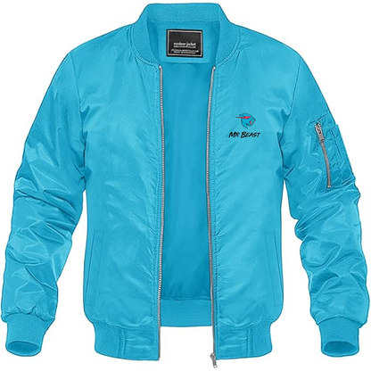 Men's Mr Beast Logo  Lightweight Bomber Jacket Windbreaker Softshell Varsity Jacket Coat