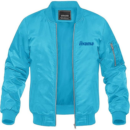 Men's Iiyama Logo Lightweight Bomber Jacket Windbreaker Softshell Varsity Jacket Coat