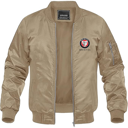 Men's Bristol Logo Lightweight Bomber Jacket Windbreaker Softshell Varsity Jacket Coat