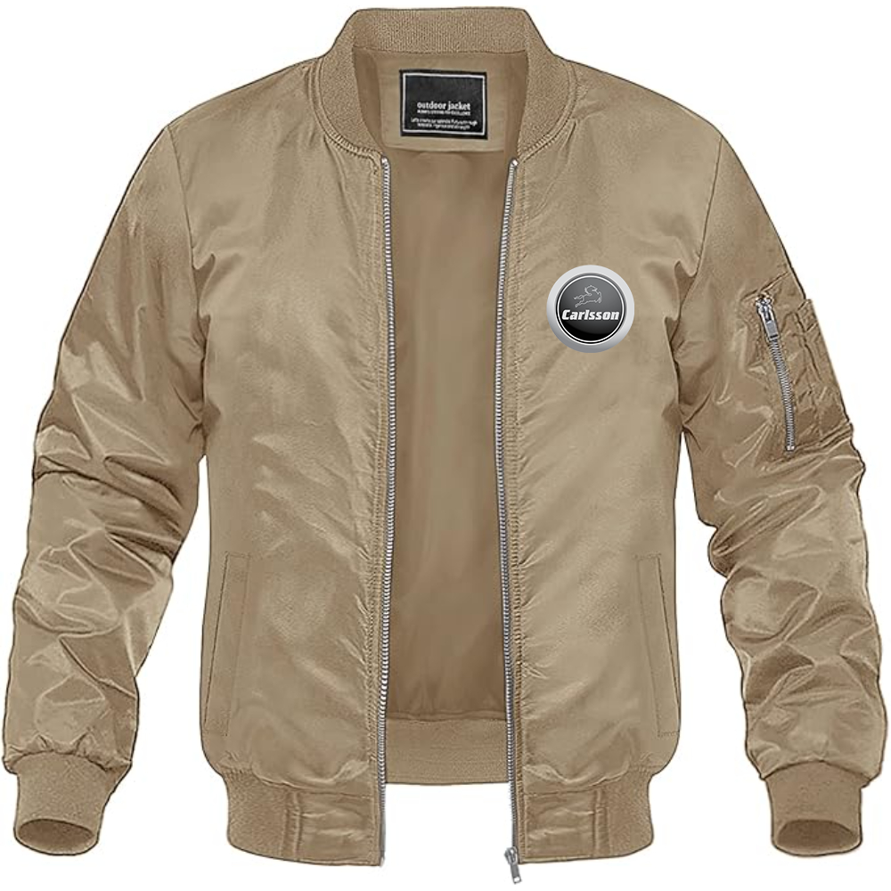 Men's Carlsson Logo Lightweight Bomber Jacket Windbreaker Softshell Varsity Jacket Coat