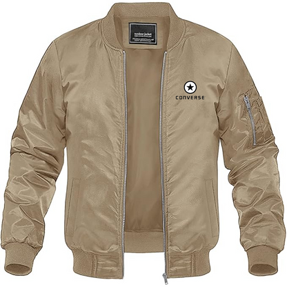 Men's Converse Logo Lightweight Bomber Jacket Windbreaker Softshell Varsity Jacket Coat