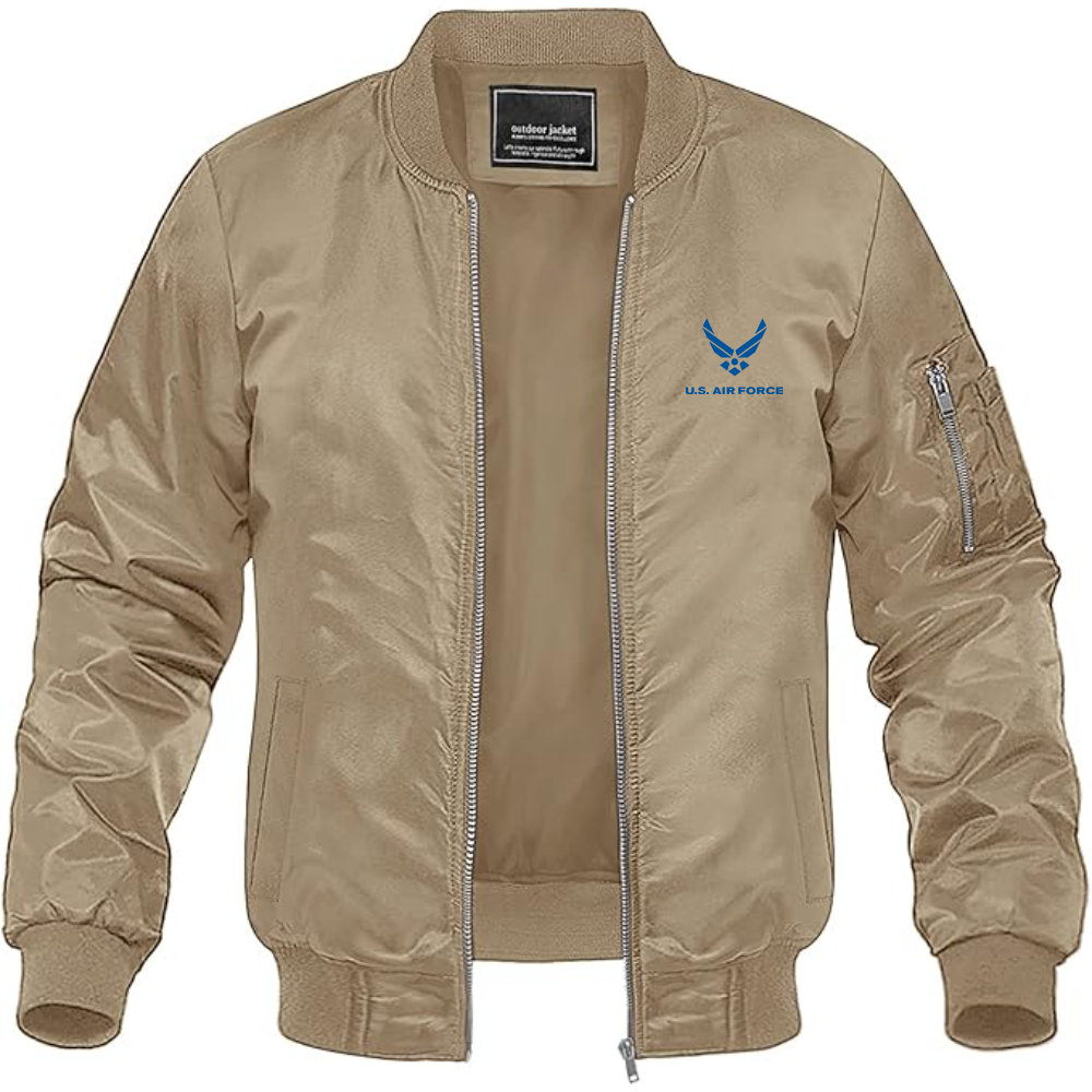 Men's US Airforce Logo Lightweight Bomber Jacket Windbreaker Softshell Varsity Jacket Coat