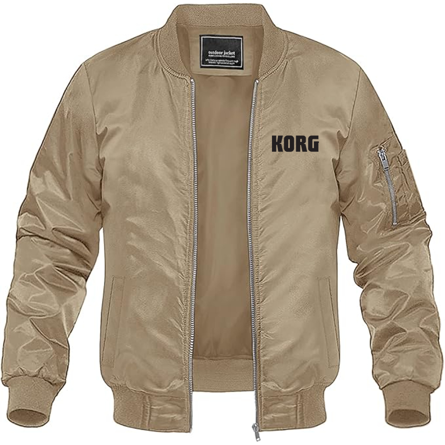 Men's Korg Logo  Lightweight Bomber Jacket Windbreaker Softshell Varsity Jacket Coat