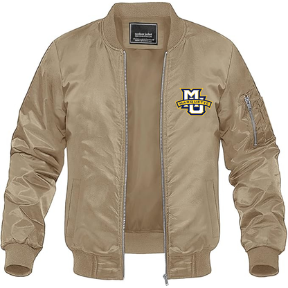 Men's Marquette Golden Eagles Logo Lightweight Bomber Jacket Windbreaker Softshell Varsity Jacket Coat